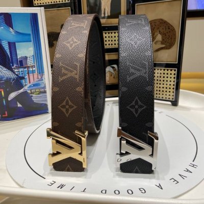 双面用～顶级原单品质Louis Vuitton 双面牛皮带身.双面同等质量.官网在售 Lv路易威登男士皮带真皮腰带.高端品质顶级做工！认准如图专柜包装 材料：正
