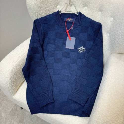 Louis Vuitton路易威登 Lv 路易威登Ss大元素经典方格绣花白标 新款羊毛质缝线针织毛衣 男女同款徽标绣花别针装饰棋格圆领套头针织衫 稀出新款棋盘格