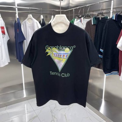 新款Casablanca卡萨布兰卡经典系列 印花短袖T恤明星穿搭款 -采用新疆长绒棉260～280克，面料颜色定制定染，不缩水不退色。手感舒服，质感超强潮男潮女