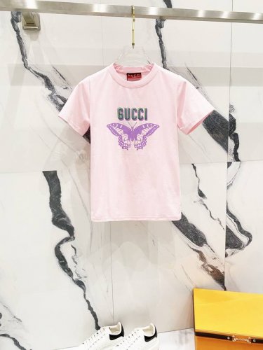 女款] Gucci 古驰 2025新款 50支双冰爽棉170G面料 蝴蝶字母Logo印花标识 官方同步 高版本 时尚个性 百搭潮流 纯原品质 原版面料 吊牌 领