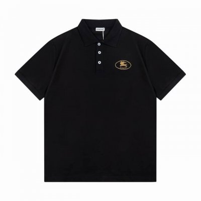 burberry 巴宝莉 2025新款 刺绣战马麦穗Logo 男女同款 休闲polo衫 定制珠地面料 进口田岛机刺绣工艺 领标吊牌主唛三标齐全 颜色 黑色 尺码
