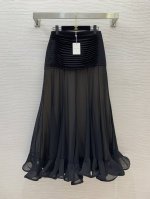 款号D25042642 Zimmerma*N兹默曼澳洲品牌 气质名媛风荷叶边拼接重工压褶高腰包臀大裙摆长款半身裙！杏色、黑色、酒红、1.2.3.4 Smlxl