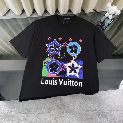 louis Vuitton 路易威登Lv 2025新款派大星老花喷绘短袖圆领T恤 面料采用320G %纯棉双纱面料 同缸定染特种加粗32支双股1X1螺纹克纯棉面