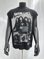 Vt032 Metallica金属乐队经典Big Face人像印花复古水洗做旧无袖坎肩T恤 小领口设计 白墨数码直喷印花 手工磨破工艺 高街复古重磅做旧水洗Vi