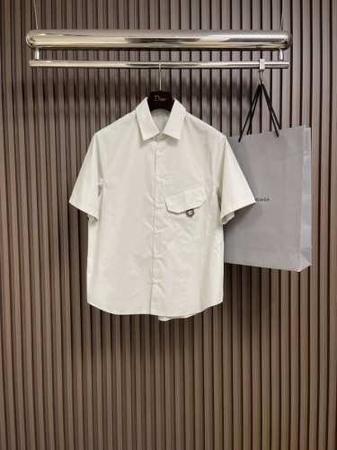 Hermes 2025Ss新品短袖衬衫，时尚帅气，简约百搭款，定制原版面料，不仅挺括，保持潮流的廓形，又穿着舒适，纱织更细腻，尺码：L-3Xl