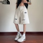 北面The North Face夏季新款 男女同款水洗破洞白色牛仔短裤 男士牛仔白色牛仔五分裤 牛仔裤 颜色:白色 尺码:M-4Xl