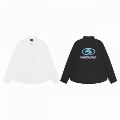 款M635 巴黎衬衫 Balenciaga巴黎世家 24Ss新款圆圈巴黎Logo刺绣衬衫衬衣 -后幅绣花采用进口田岛刺绣机 面料定织定染区别市场面料薄且粗糙 高