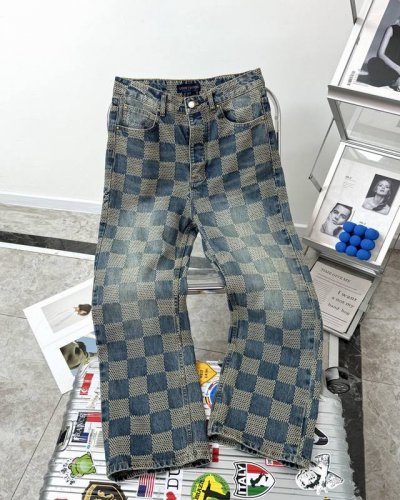 调价 套装可拆卖 裤子 外套 Lv Distorted Damier 24年秋冬新款限量棋盘格牛仔，Louis Vuitton 24Fw 路易威登新款限量棋盘格