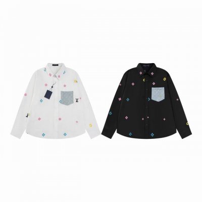 款M725 Lv衬衫 louis Vuitton 路易威登口袋贴布老花刺绣白衬衫外套 货比三家 lv 王炸Ins爆款 潮牌显瘦百搭男生女生外套衬衫 明星网红同款