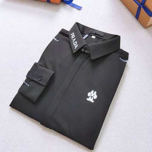 Haiyu Prad家 今年新款高品质专柜高弹丝光棉长袖衬衫M-3Xl