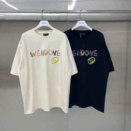 新款 款号: W213# We11Done 笑脸彩绘字母 宽松圆领短袖T恤男女情侣款 面料：300G双纱精梳紧密赛络纺重磅纯棉 工艺：走线均是全身三线缝制，后领