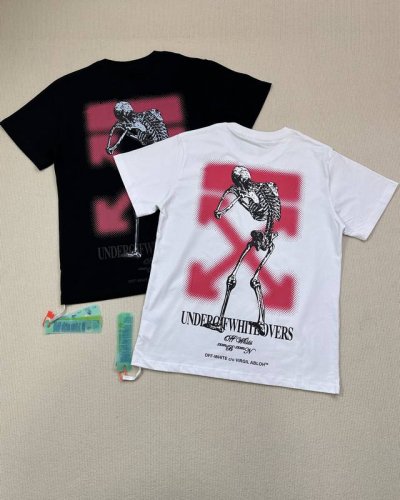 顶级版本上新 O45# -Off-White X Undercover联名 粉色骷髅鬼手印花 Ss24新款重工独家 Ow喷漆箭头Virgil Abloh警戒线高