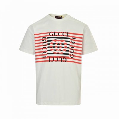 gucci 古驰 25Ss 条纹双G印花短袖 采用立体双G图标 叠层印花工艺 区别于普通的印花图标 采用高端冰感索罗娜布料 舒适透气不易变形 三标齐全 宽松版型