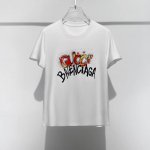 P180 Gux Balenc联名 烫钻发泡涂鸦字母Logo圆领短袖T恤 .定制面料.上身舒服.男士夏季必备单品.黑色 白色 码数：S-2Xl