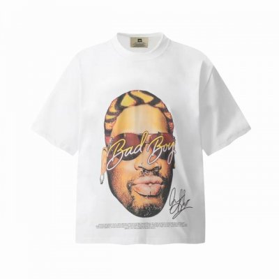 Vt941 Rodman 罗德曼“ Bad Boy Shades”Big Face人像数码直喷印花复古短袖T恤 小领口设计 白墨数码直喷印花 高街复古重磅做旧水