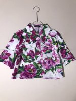 P170Dolce & Gabb*Ana 杜嘉*班纳 西西里女人味 热情缤纷多彩玫瑰撩人又魅 贵妇度假风印花粉色芍药印花翻领短袖衬衣。Smlxl