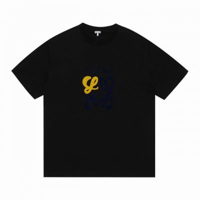 上新 高版本 Loewe罗意威2025Ss新款植绒拼色印花短袖 最高版本！定制面料 克双纱！植绒拼色印花工艺设计！ 辅料：开模原版过鉴定领标100%真丝洗水标。