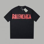 balenci*Ga 25Ss早春新 红美纹纸印花短袖 轻奢主义 男女日常通勤穿搭必备单品 正确版本 欢迎对比 详细特征 320克 % 纯棉双纱汗布面料 同缸定