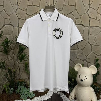 panda版本 供货 #代购级 巴宝莉 Burberry博柏利 Logo徽标图案印花短袖polo衫 白色 巴宝莉 2025Ss夏季新款字母Logo翻领polo衫