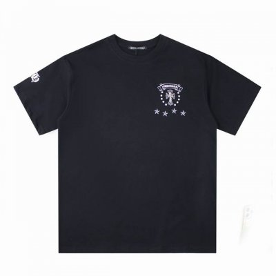 Chrome Hearts 克罗心多Logo印花短袖T恤 采用240G高克重双纱100%精梳棉 螺纹定织定染无色差！采用同肩拉条工艺，百洗不变形！ 上身柔软透气