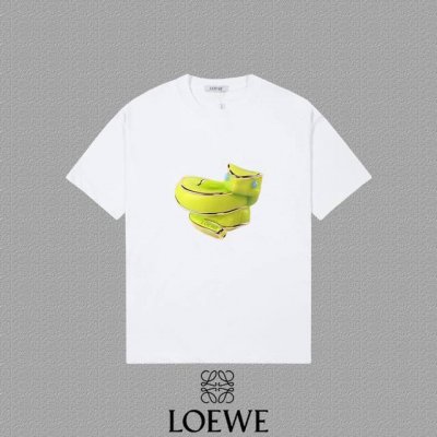 Loewe 罗意威] 2025Fw短袖T恤 Logo印花 高端26S双纱300克面料 重磅面料 定制拉架罗纹同缸同染 三标齐全 男女同款 颜色：黑色 白色 灰色