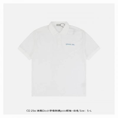 dior 迪奥 25Ss 涂鸦Dio小字母刺绣polo短袖-白色 原版定制 G全棉朱地布料 螺纹染色原版一致 进口机绣花工艺使得字母标识呈现出细腻 精美的效果