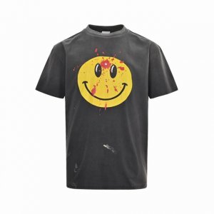 saint Michael 25Ss 流血笑脸印花短袖 整体面料选用 克100%纯棉16织双纱汗布面料 圆筒无侧缝面料 螺纹选用300G100%纯棉1*1弹力无