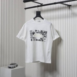 Dior 迪奥 25Ss 星空印花短袖T恤面料经过2次高温缩水固色 不变形不缩水不起球 26支280G紧密双纱面料 配320G双纱拉架十字紧密高克重螺纹 螺纹有