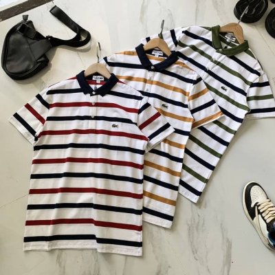 Lacoste 法国鳄鱼精品进口万针刺绣工艺男士条纹短袖T恤休闲商务polo衫夏季T恤打底衫 夏季本店主推！掌柜自留款！真心推荐人手一件！ 办公休闲商务通勤应酬