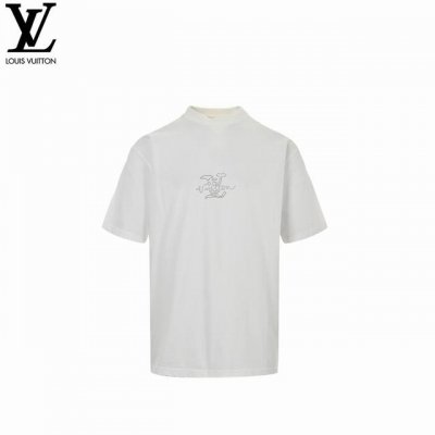louis Vuitton 路易威登 25Ss 烫钻硅胶短袖 胸前高密立体刺绣Logo 原版1:1针织纯棉280克重面料 同色定制色织色染高密度螺纹 采用进口田