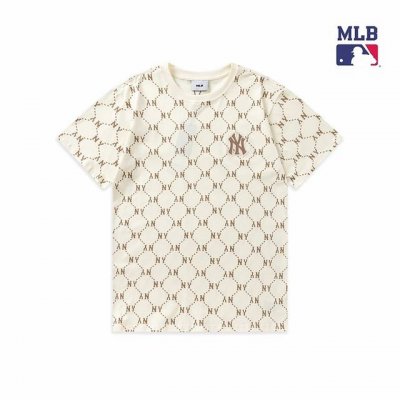 上新 高版本 Mlb老花钻石纹满印刺绣短袖 依旧是嫉妒冷感 高货只存在少数人手中 夏季新款Mlb短袖T恤透气男女情侣 黑色为纽约洋基队，后背 拔染 前片75D
