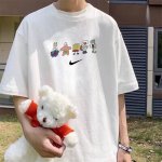 260G重磅纯棉 耐克 Nike 海绵宝宝 卡通简笔人物 圆领短袖T恤 夏季新款 男女同款 面料工艺： 1.260G重磅纯棉，100%棉，恰到好处的克重，上身有