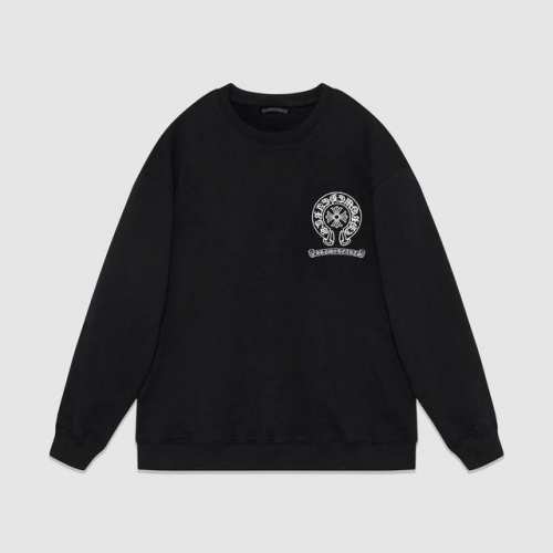 100 高品质 Chrome Hearts 克罗心 最新基础圆领卫衣男女同款 采用380克水柔棉 质量天花板 摸到手就知道值 衣服采用落肩袖百搭好看 三针五线做
