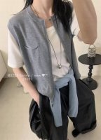 P200 25春单口袋假两件短袖