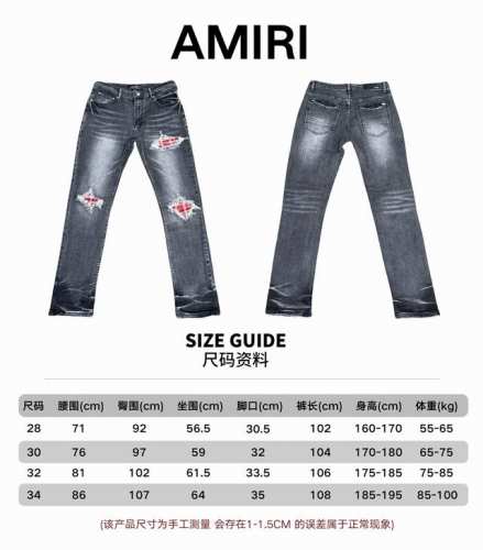 尺码 #A058 Amiri新款牛仔裤水洗破洞漏皮牛仔长裤男女同款 颜色：黑色 码数：S-Xl 28-34
