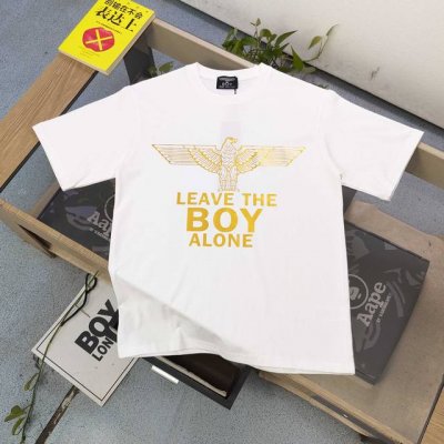 款号 Dg25622 2025新款Boylondon烫金老鹰翅膀朋克风Logo图案印花休闲情侣短袖T恤 经典图案设计 朋克不羁 采用250G克重纯棉面料 印花很