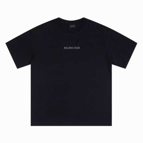 上新 高品质 Balsenciaga巴黎世家烫钻字母洗水做旧破烂短袖 最高版本！定制面料 克100%双纱棉！衣服洗水做旧破烂设计烫钻字母！ 辅料：开模原版过鉴定