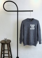 款号Xb0176 lv 路易威登Logo提花圆领羊毛针织毛衣 男女同款 三标齐全 区别市场通货 随意对比 采用2 40百分百精棉编织纱线羊绒700克加厚加重包芯