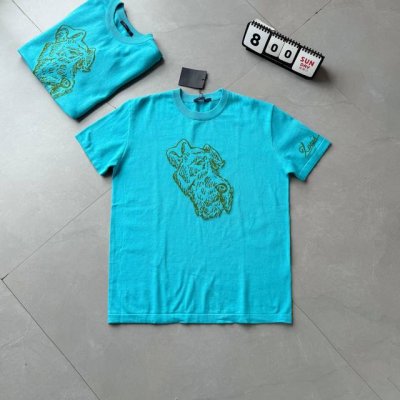 供270 【纯原臻品 全网最高版本】【顶级原版复刻】 - Louis Vuitton X Tyler 圆领字母Logo刺绣宽松休闲短袖T恤 针织 情侣款 蓝色