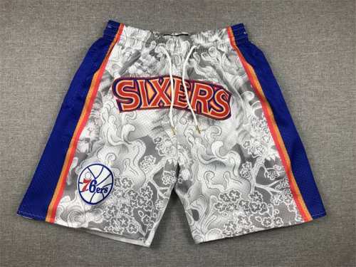 款号K143 顶级刺绣版本 76人虎年版本口袋裤篮球短裤 Just Don Nba 球队球裤系列单品 -定制优质网眼布面料，Dri-Fit 技术导湿速干， 防静