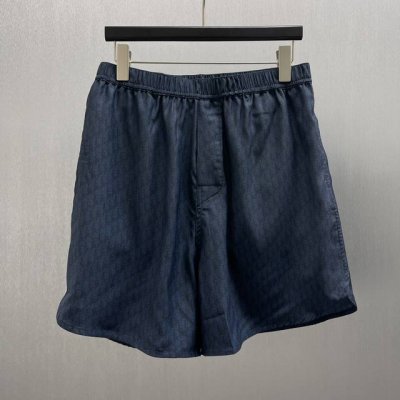 cd 海军蓝色桑蚕丝和棉质混纺短裤 Size S-Xl 这款短褲突量 Dior 経典的 Oblique 印花。采用海罕藍色桑蚕丝和棉质混纺提花面料精心制作，