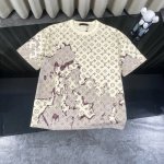 复刻版本 Louis Vuitton 路易威登Lv 2025新款火烧云提花涂鸦满印圆领短袖T恤 -面料采用320G %纯棉双纱面料 同缸定染特种加粗32支双股1