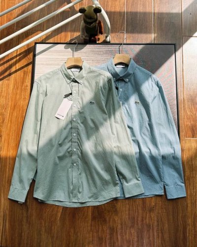 Lacoste 法国鳄鱼男士千鸟格提花休闲纯棉长袖衬衫 香港洋行渠道货，纯正血统品质，瑞士原产代工出品，25年S S春季新品！ 该款衬衫面料和辅料皆为外商客供，