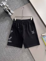 Lv 驴家 2025新款 轻奢主义 密集虚线刺绣Logo 男女日常通勤 穿搭必备 休闲短裤 定制毛圈面料 进口机刺绣工艺 腰标吊牌洗水唛三标齐全 颜色：黑色 码