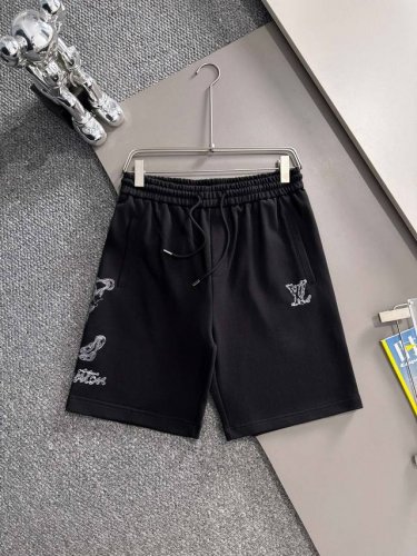Lv 驴家 2025新款 轻奢主义 密集虚线刺绣Logo 男女日常通勤 穿搭必备 休闲短裤 定制毛圈面料 进口机刺绣工艺 腰标吊牌洗水唛三标齐全 颜色：黑色 码