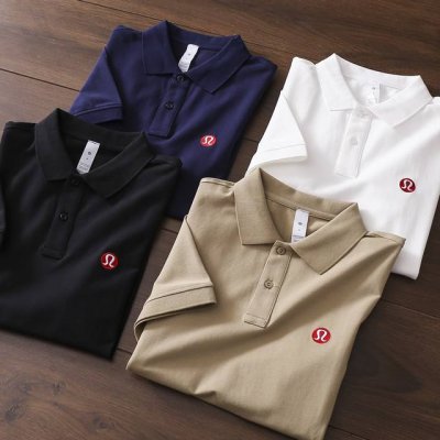 严选好货！Lululemon新款男士翻领短袖Polo衫！经典时尚款，客供百分百纯棉水洗珠地面料，柔软亲肤，舒适透气！胸前小标Logo刺绣，精致饱满，定制螺纹领口