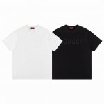 款F12 Gucci Gucci 古驰纯色Logo字母刺绣圆领短袖T恤 面料：采用定织定染高克重380克高支高密双股双纱 原版面料！胸前刺绣工艺精益求精完美杰作
