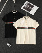 供 顶级复刻 Gucci古驰2025Ss新款织带Logo刺绣polo衫T恤 原版面料高版本高品质 网红明星同款 采用跟原版面料 胸前万针刺绣标识 定制定染 手感