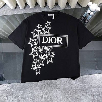 dior 迪奥2025新款经典字母星星印花短袖圆领T恤 面料: 310重磅纯棉，随意对比 采用特定重磅32S精棉平纹针织面料，280克重；搭配32S+70D拉架
