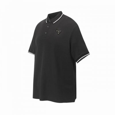 3003款 prada 普拉达基础款字母Logo绣花商务polo衫短袖T桖 采用进口田岛绣花机制作 辅料均开磨定制 正确配置 黑色2025普拉达正品包装 200